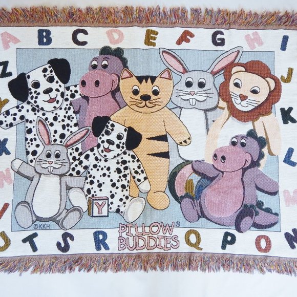 1996 Goodwin Weavers Pillow Buddies Kids Tapestry Throw Blanket Nursery Animals - Picture 2 of 16